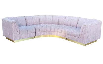 Mid-Century Curved L-Shape Sectional with Brass Base