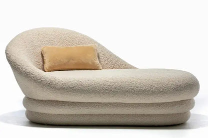 Post-Modern Ivory White Boucle Chaise Lounge