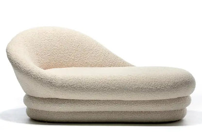 Post-Modern Ivory White Boucle Chaise Lounge