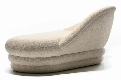 Post-Modern Ivory White Boucle Chaise Lounge