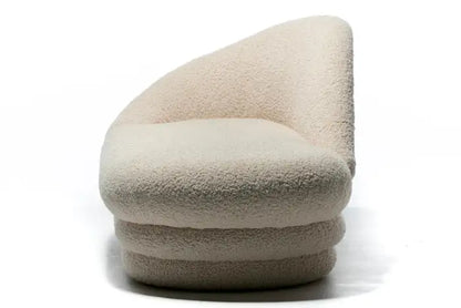 Post-Modern Ivory White Boucle Chaise Lounge