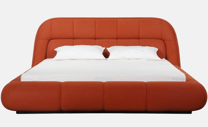 Orange Grid-Patterned Bed