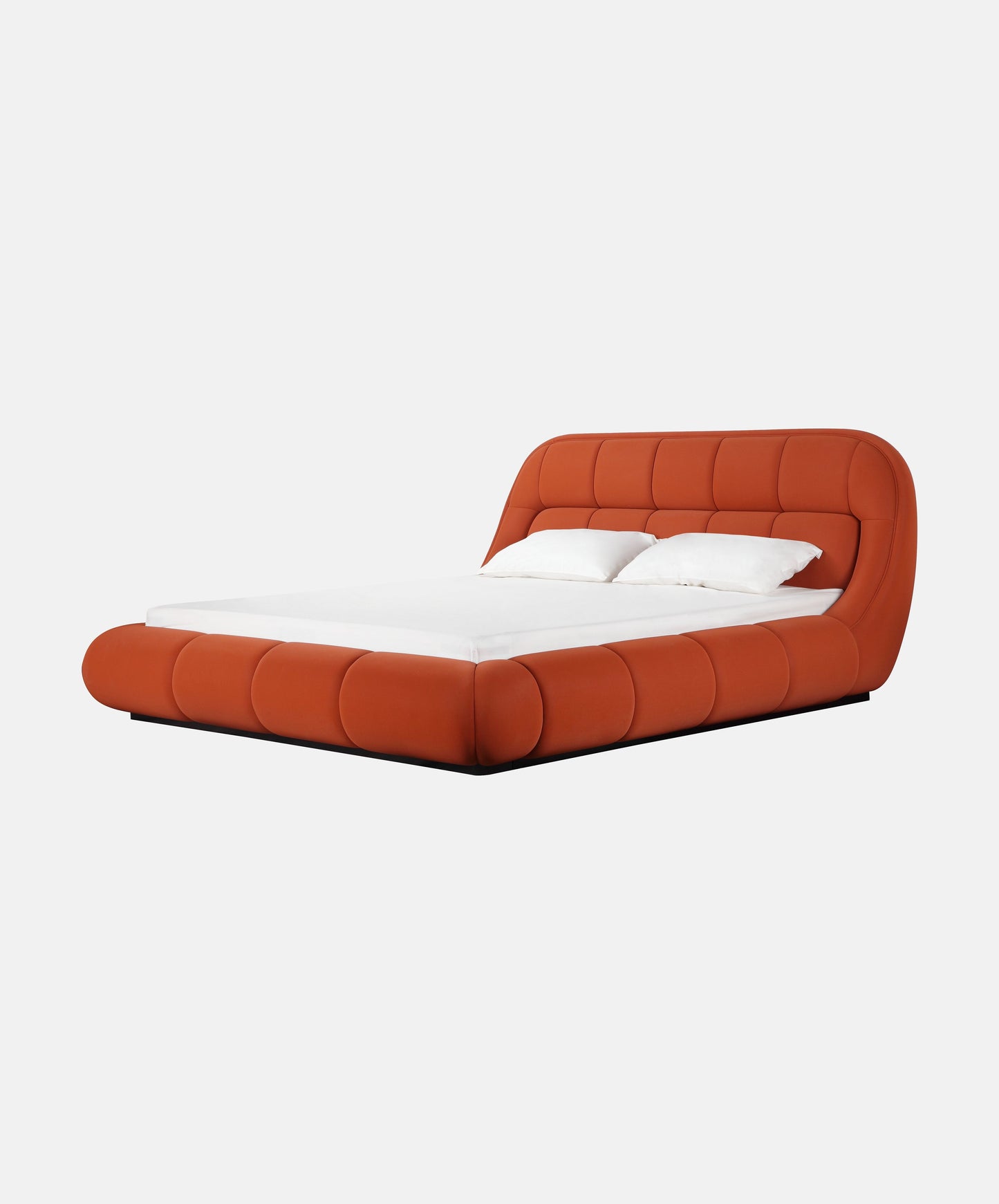 Orange Grid-Patterned Bed