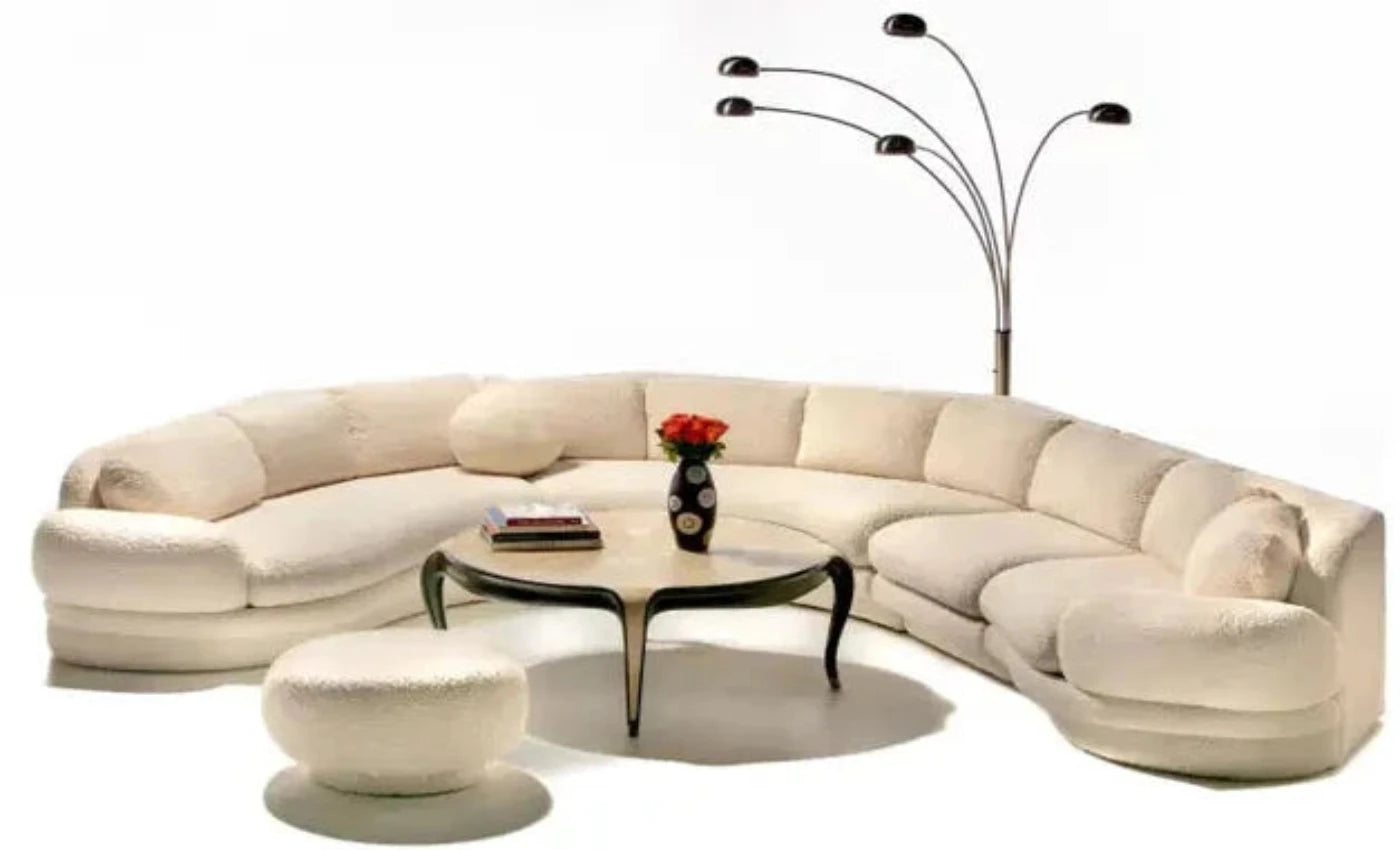 Post Modern Preview Sectional in Ivory White Boucle