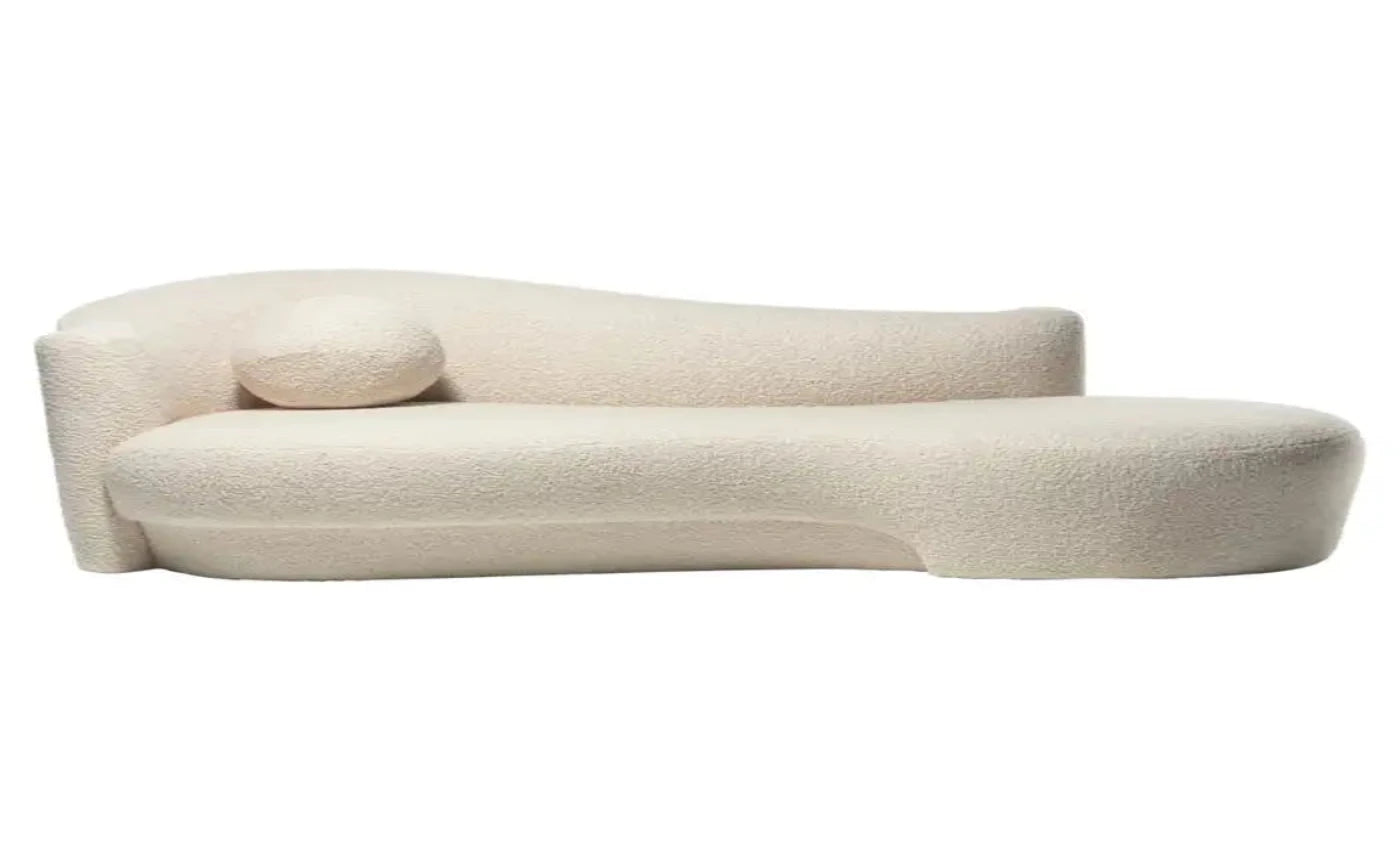 Weiman Post-Modern Sofa Chaise in Ivory White Boucle