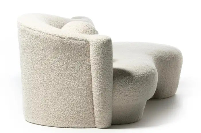 Weiman Post-Modern Sofa Chaise in Ivory White Boucle