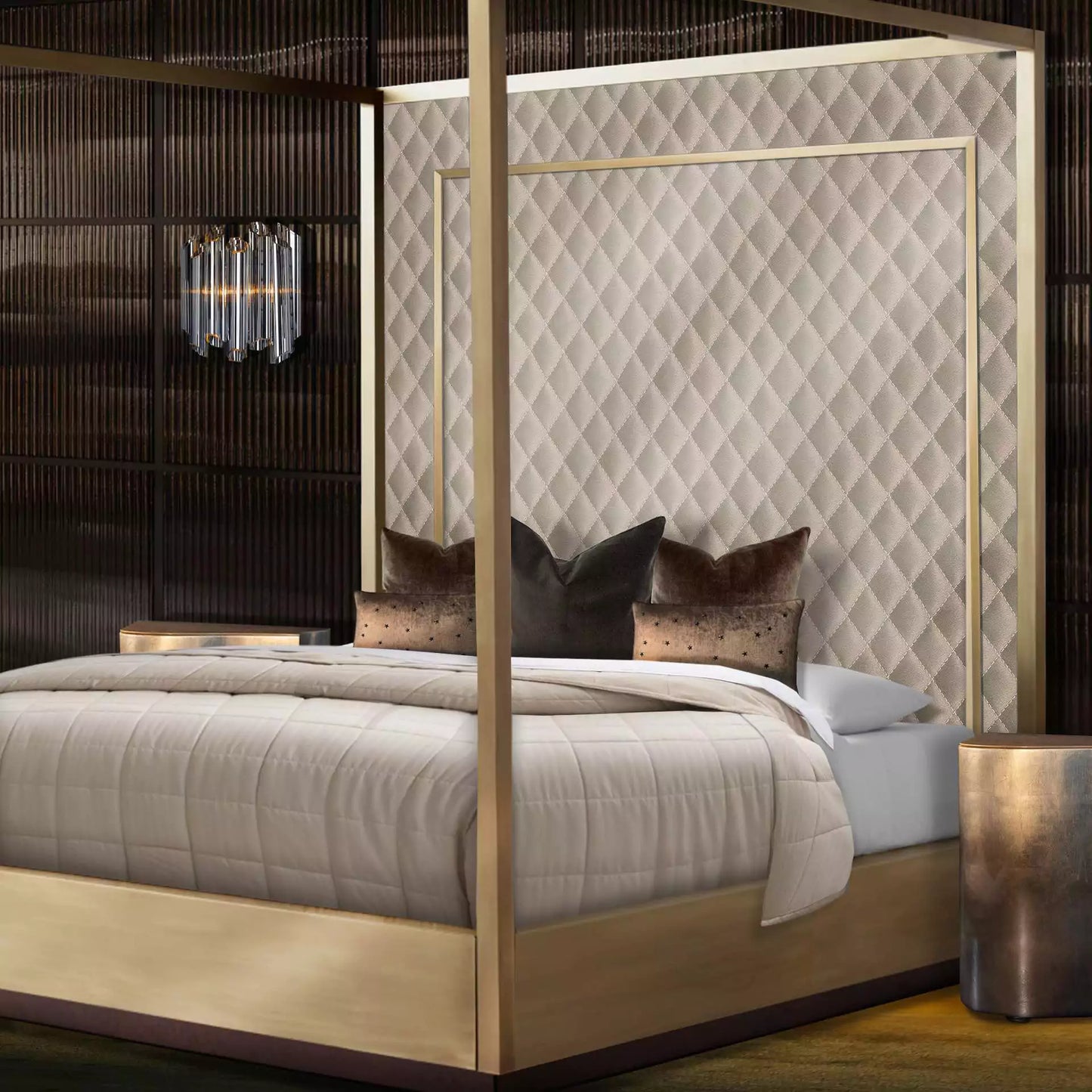 Gold Finish Four Poster Bed