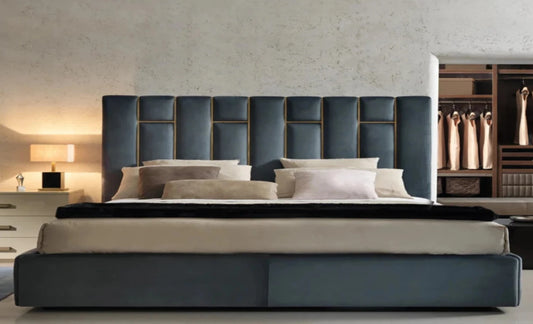 High End Italian Velvet Upholstered Designer Bed