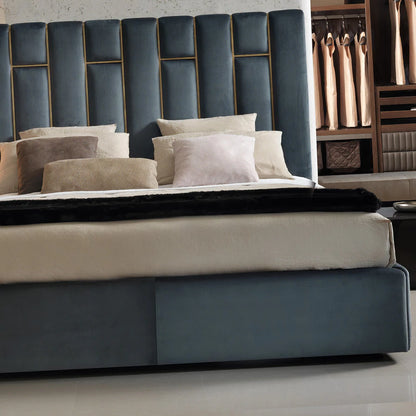 High End Italian Velvet Upholstered Designer Bed